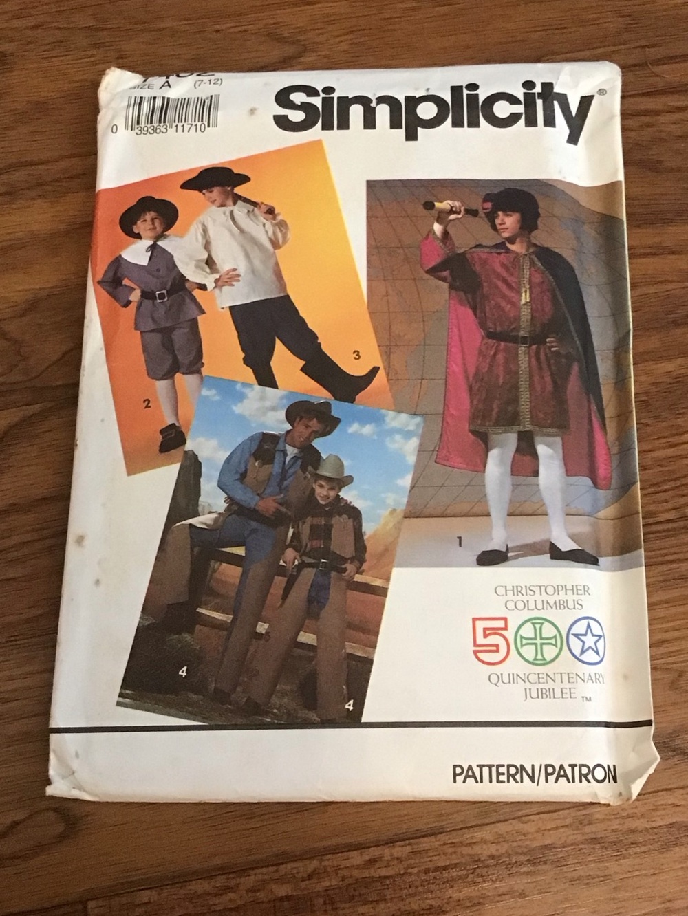 Vintage 1991 Simplicity Boy’s Historical Costumes Uncut Sewing Pattern